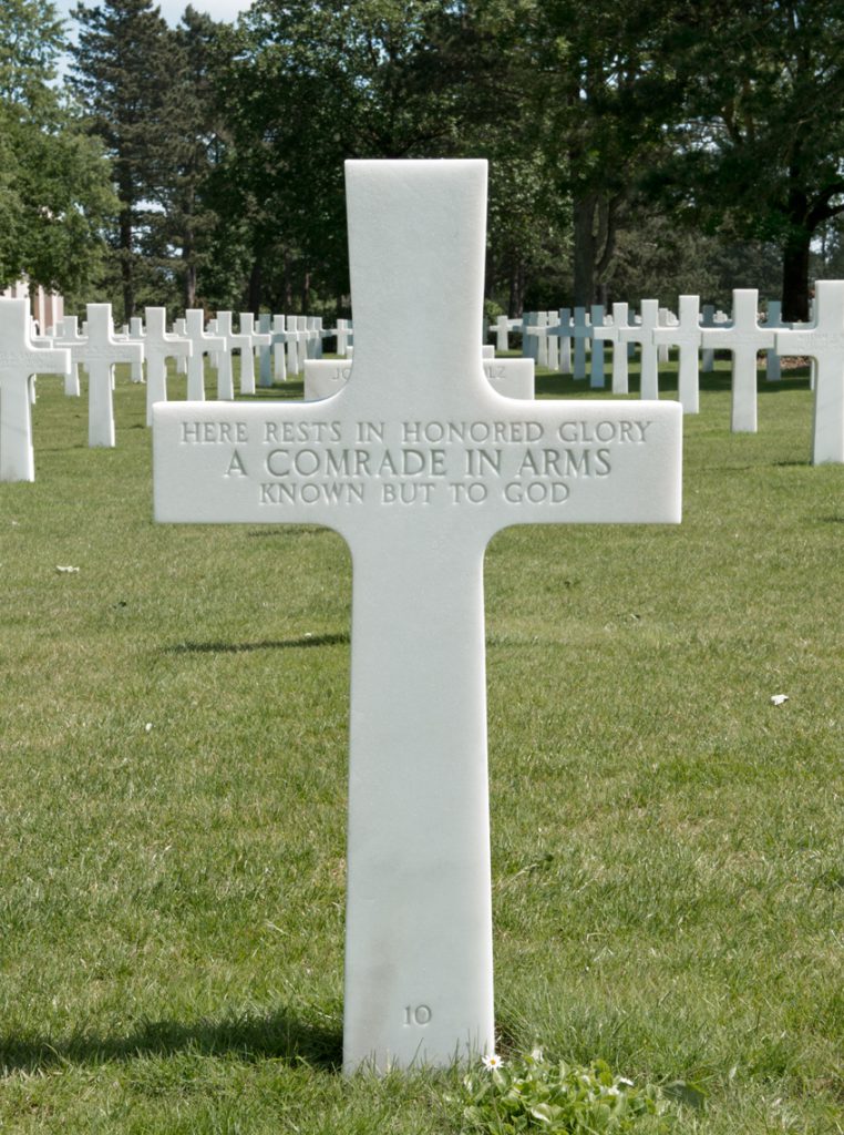 The Normandy Photographs - Here Rests In Honored Glory A Comrade In Arms Normandy American Cemetery Colleville sur Mer 2015 by Leslie Hossack